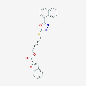 molecular formula C25H16N2O4S B353916 2-Benzofurancarboxylic acid 4-[[5-(1-naphthalenyl)-1,3,4-oxadiazol-2-yl]thio]but-2-ynyl ester CAS No. 727385-64-0