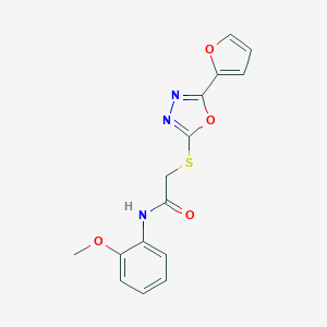 molecular formula C15H13N3O4S B353919 2-{[5-(2-furyl)-1,3,4-oxadiazol-2-yl]sulfanyl}-N-(2-methoxyphenyl)acetamide 