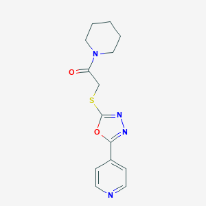 molecular formula C14H16N4O2S B353920 1-(Piperidin-1-yl)-2-((5-(pyridin-4-yl)-1,3,4-oxadiazol-2-yl)thio)ethanone CAS No. 86560-31-8
