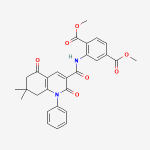 dimethyl 2-{[(7,7-dimethyl-2,5-dioxo-1-phenyl-1,2,5,6,7,8-hexahydro-3-quinolinyl)carbonyl]amino}terephthalate