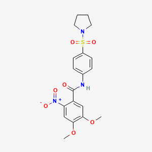 4,5-dimethoxy-2-nitro-N-[4-(1-pyrrolidinylsulfonyl)phenyl]benzamide