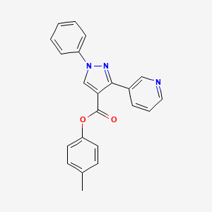 molecular formula C22H17N3O2 B3539743 4-methylphenyl 1-phenyl-3-(3-pyridinyl)-1H-pyrazole-4-carboxylate 