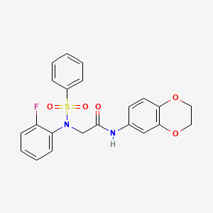 N~1~-(2,3-dihydro-1,4-benzodioxin-6-yl)-N~2~-(2-fluorophenyl)-N~2~-(phenylsulfonyl)glycinamide