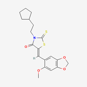 3-(2-cyclopentylethyl)-5-[(6-methoxy-1,3-benzodioxol-5-yl)methylene]-2-thioxo-1,3-thiazolidin-4-one