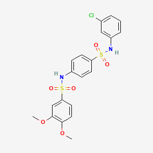 molecular formula C20H19ClN2O6S2 B3539787 N-(4-{[(3-chlorophenyl)amino]sulfonyl}phenyl)-3,4-dimethoxybenzenesulfonamide 