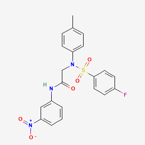 molecular formula C21H18FN3O5S B3539803 N~2~-[(4-fluorophenyl)sulfonyl]-N~2~-(4-methylphenyl)-N~1~-(3-nitrophenyl)glycinamide 