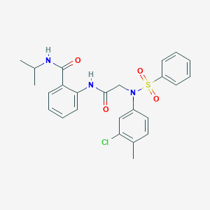 2-[[2-[N-(benzenesulfonyl)-3-chloro-4-methylanilino]acetyl]amino]-N-propan-2-ylbenzamide