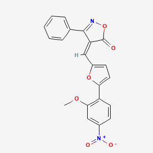 molecular formula C21H14N2O6 B3539860 4-{[5-(2-methoxy-4-nitrophenyl)-2-furyl]methylene}-3-phenyl-5(4H)-isoxazolone 