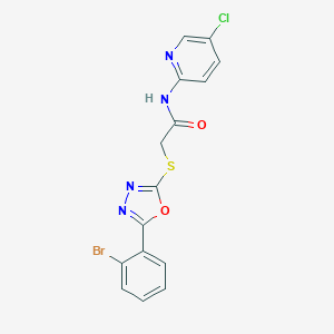 molecular formula C15H10BrClN4O2S B353996 2-[[5-(2-bromophenyl)-1,3,4-oxadiazol-2-yl]sulfanyl]-N-(5-chloropyridin-2-yl)acetamide CAS No. 905504-50-9