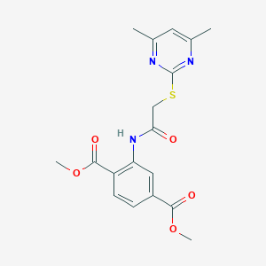 molecular formula C18H19N3O5S B354039 Dimethyl 2-(2-((4,6-dimethylpyrimidin-2-yl)thio)acetamido)terephthalate CAS No. 380386-81-2