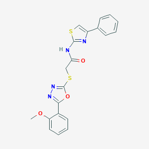 molecular formula C20H16N4O3S2 B354051 2-{[5-(2-甲氧基苯基)-1,3,4-恶二唑-2-基]硫代}-N-(4-苯基-1,3-噻唑-2-基)乙酰胺 CAS No. 827011-01-8