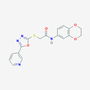 molecular formula C17H14N4O4S B354054 N-(2,3-dihydro-1,4-benzodioxin-6-yl)-2-{[5-(3-pyridinyl)-1,3,4-oxadiazol-2-yl]sulfanyl}acetamide CAS No. 826995-79-3