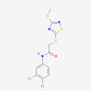 molecular formula C11H9Cl2N3OS3 B354056 N-(3,4-dichlorophenyl)-2-{[3-(methylsulfanyl)-1,2,4-thiadiazol-5-yl]sulfanyl}acetamide CAS No. 511275-87-9