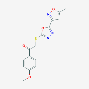 molecular formula C15H13N3O4S B354057 1-(4-Methoxyphenyl)-2-{[5-(5-methyl-1,2-oxazol-3-yl)-1,3,4-oxadiazol-2-yl]sulfanyl}ethanone CAS No. 879605-02-4