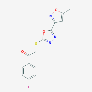 molecular formula C14H10FN3O3S B354058 1-(4-Fluorophenyl)-2-{[5-(5-methyl-1,2-oxazol-3-yl)-1,3,4-oxadiazol-2-yl]sulfanyl}ethanone CAS No. 879605-17-1