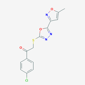 molecular formula C14H10ClN3O3S B354059 1-(4-Chlorophenyl)-2-{[5-(5-methyl-1,2-oxazol-3-yl)-1,3,4-oxadiazol-2-yl]sulfanyl}ethanone CAS No. 879605-20-6