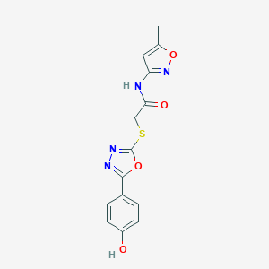 molecular formula C14H12N4O4S B354075 2-{[5-(4-hydroxyphenyl)-1,3,4-oxadiazol-2-yl]sulfanyl}-N-(5-methyl-1,2-oxazol-3-yl)acetamide CAS No. 562849-47-2