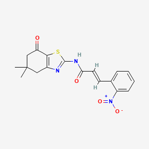 (2E)-N-(5,5-dimethyl-7-oxo-4,5,6,7-tetrahydro-1,3-benzothiazol-2-yl)-3-(2-nitrophenyl)prop-2-enamide