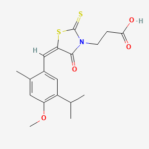 3-{(5E)-5-[4-methoxy-2-methyl-5-(propan-2-yl)benzylidene]-4-oxo-2-thioxo-1,3-thiazolidin-3-yl}propanoic acid