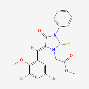 methyl 2-[(5Z)-5-[(5-bromo-3-chloro-2-methoxyphenyl)methylidene]-4-oxo-3-phenyl-2-sulfanylideneimidazolidin-1-yl]acetate