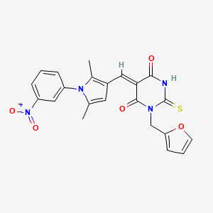 (5Z)-5-[[2,5-dimethyl-1-(3-nitrophenyl)pyrrol-3-yl]methylidene]-1-(furan-2-ylmethyl)-2-sulfanylidene-1,3-diazinane-4,6-dione