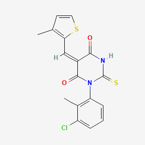 (5E)-1-(3-chloro-2-methylphenyl)-5-[(3-methylthiophen-2-yl)methylidene]-2-sulfanylidene-1,3-diazinane-4,6-dione