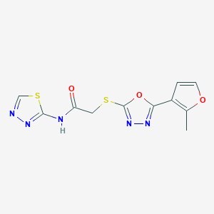 molecular formula C11H9N5O3S2 B354086 2-{[5-(2-methyl-3-furyl)-1,3,4-oxadiazol-2-yl]sulfanyl}-N-(1,3,4-thiadiazol-2-yl)acetamide CAS No. 876880-72-7