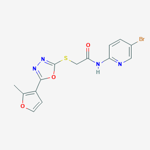 N-(5-bromopyridin-2-yl)-2-[[5-(2-methylfuran-3-yl)-1,3,4-oxadiazol-2-yl]sulfanyl]acetamide