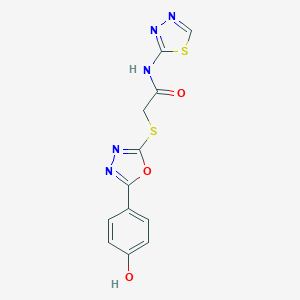 molecular formula C12H9N5O3S2 B354091 2-{[5-(4-hydroxyphenyl)-1,3,4-oxadiazol-2-yl]sulfanyl}-N-(1,3,4-thiadiazol-2-yl)acetamide CAS No. 876880-68-1