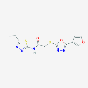 molecular formula C13H13N5O3S2 B354093 N-(5-ethyl-1,3,4-thiadiazol-2-yl)-2-[[5-(2-methylfuran-3-yl)-1,3,4-oxadiazol-2-yl]sulfanyl]acetamide CAS No. 876879-76-4