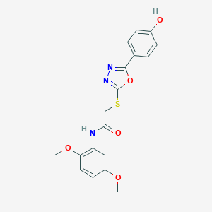 molecular formula C18H17N3O5S B354094 N-(2,5-dimethoxyphenyl)-2-{[5-(4-hydroxyphenyl)-1,3,4-oxadiazol-2-yl]sulfanyl}acetamide 