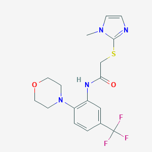 molecular formula C17H19F3N4O2S B354112 2-[(1-methyl-1H-imidazol-2-yl)sulfanyl]-N-[2-(morpholin-4-yl)-5-(trifluoromethyl)phenyl]acetamide CAS No. 379702-38-2