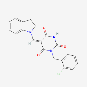 (5E)-1-[(2-chlorophenyl)methyl]-5-(2,3-dihydroindol-1-ylmethylidene)-1,3-diazinane-2,4,6-trione