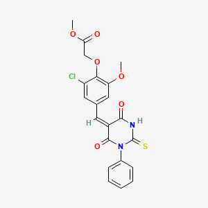 methyl {2-chloro-4-[(4,6-dioxo-1-phenyl-2-thioxotetrahydro-5(2H)-pyrimidinylidene)methyl]-6-methoxyphenoxy}acetate