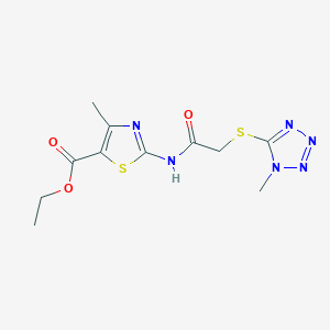 Ethyl 4-methyl-2-[[2-(1-methyltetrazol-5-yl)sulfanylacetyl]amino]-1,3-thiazole-5-carboxylate