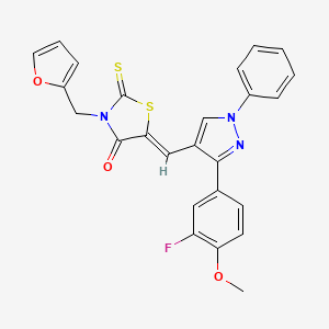 (5Z)-5-{[3-(3-Fluoro-4-methoxyphenyl)-1-phenyl-1H-pyrazol-4-YL]methylene}-3-(2-furylmethyl)-2-thioxo-1,3-thiazolidin-4-one