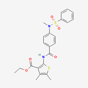 molecular formula C23H24N2O5S2 B3541669 Ethyl 2-[[4-[benzenesulfonyl(methyl)amino]benzoyl]amino]-4,5-dimethylthiophene-3-carboxylate 