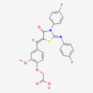 [4-({3-(4-fluorophenyl)-2-[(4-fluorophenyl)imino]-4-oxo-1,3-thiazolidin-5-ylidene}methyl)-2-methoxyphenoxy]acetic acid