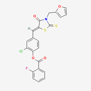 [2-chloro-4-[(Z)-[3-(furan-2-ylmethyl)-4-oxo-2-sulfanylidene-1,3-thiazolidin-5-ylidene]methyl]phenyl] 2-fluorobenzoate