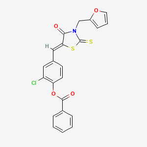 [2-chloro-4-[(Z)-[3-(furan-2-ylmethyl)-4-oxo-2-sulfanylidene-1,3-thiazolidin-5-ylidene]methyl]phenyl] benzoate