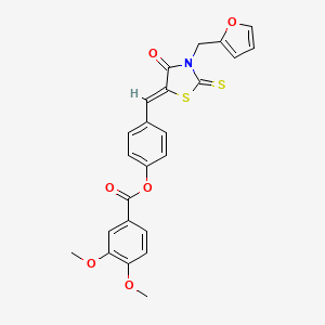 [4-[(Z)-[3-(furan-2-ylmethyl)-4-oxo-2-sulfanylidene-1,3-thiazolidin-5-ylidene]methyl]phenyl] 3,4-dimethoxybenzoate