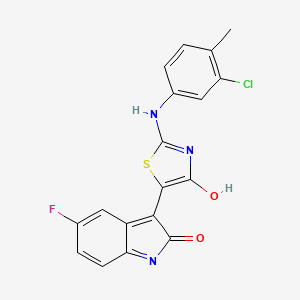 3-{2-[(3-chloro-4-methylphenyl)imino]-4-oxo-1,3-thiazolidin-5-ylidene}-5-fluoro-1,3-dihydro-2H-indol-2-one