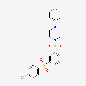 1-[3-(4-Chlorophenyl)sulfonylphenyl]sulfonyl-4-phenylpiperazine