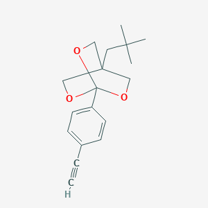 molecular formula C18H22O3 B035424 2,6,7-Trioxabicyclo(2.2.2)octane, 4-(2,2-dimethylpropyl)-1-(4-ethynylphenyl)- CAS No. 108614-30-8