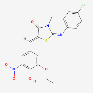 2-[(4-chlorophenyl)imino]-5-(3-ethoxy-4-hydroxy-5-nitrobenzylidene)-3-methyl-1,3-thiazolidin-4-one