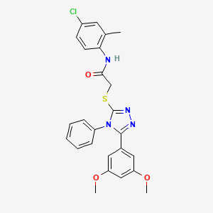 molecular formula C25H23ClN4O3S B3542532 N-(4-chloro-2-methylphenyl)-2-{[5-(3,5-dimethoxyphenyl)-4-phenyl-4H-1,2,4-triazol-3-yl]sulfanyl}acetamide 