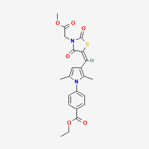 molecular formula C22H22N2O6S B3542639 ethyl 4-(3-{(E)-[3-(2-methoxy-2-oxoethyl)-2,4-dioxo-1,3-thiazolidin-5-ylidene]methyl}-2,5-dimethyl-1H-pyrrol-1-yl)benzoate 