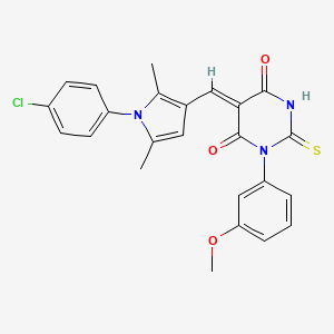 (5Z)-5-[[1-(4-chlorophenyl)-2,5-dimethylpyrrol-3-yl]methylidene]-1-(3-methoxyphenyl)-2-sulfanylidene-1,3-diazinane-4,6-dione