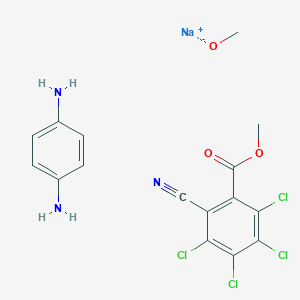 molecular formula C16H14Cl4N3NaO3 B035431 Sodium;benzene-1,4-diamine;methanolate;methyl 2,3,4,5-tetrachloro-6-cyanobenzoate CAS No. 106276-80-6
