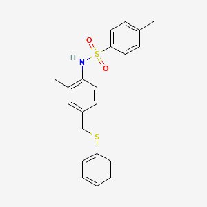 4-methyl-N-{2-methyl-4-[(phenylthio)methyl]phenyl}benzenesulfonamide